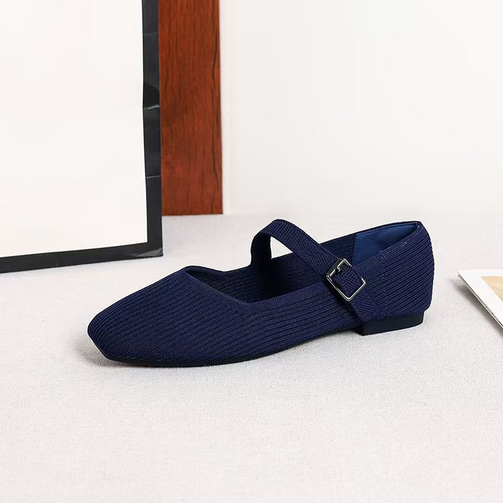 SUNKISSEDSTEP Women’s AirKnit Square Toe Mary Jane Flats