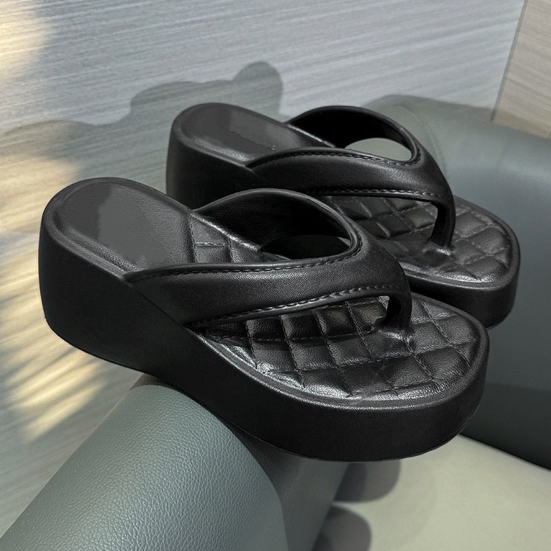 Quilted Platform Flip-Flop Sandals