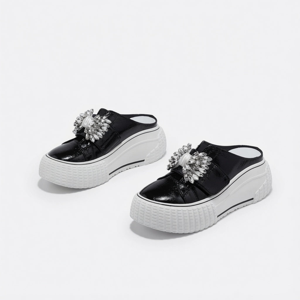 Crystal Platform Mule Clogs