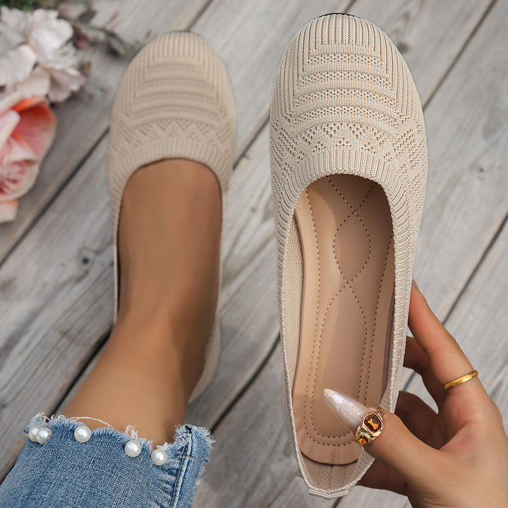 Breathable Knit Slip-On Flats