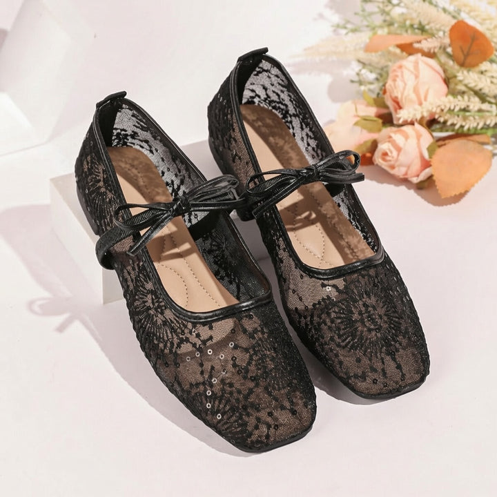 Lace Mesh Mary Jane Flats