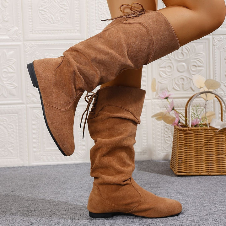 SUNKISSEDSTEP Women’s Pointed-Toe Slouch Flat Boots