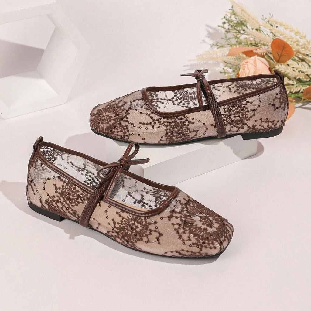 Lace Mesh Mary Jane Flats