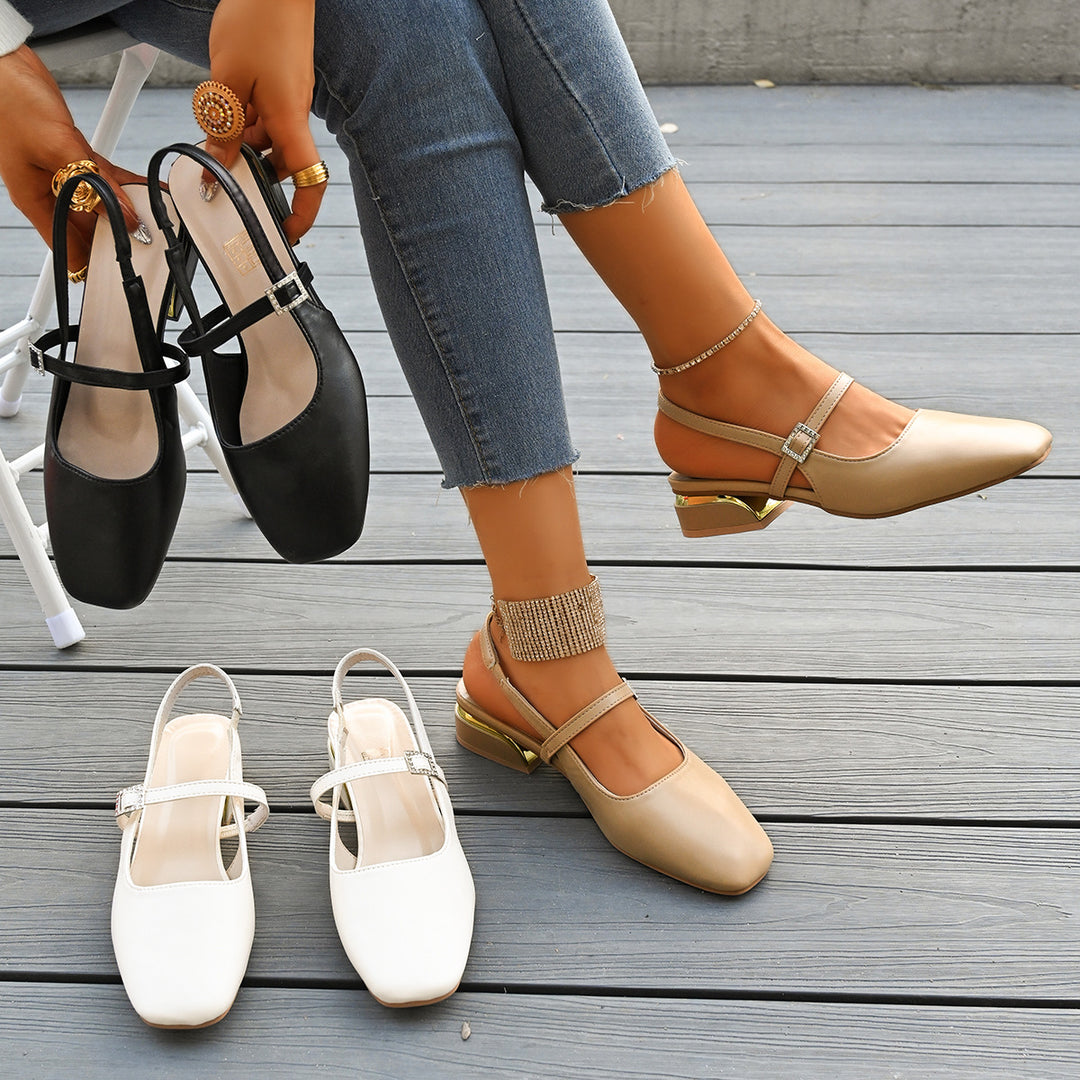 Pointed Toe Mary Jane Chunky Heels