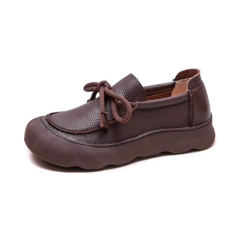 SUNKISSEDSTEP Women’s Genuine Leather Lace-Up Platform Casual Shoes