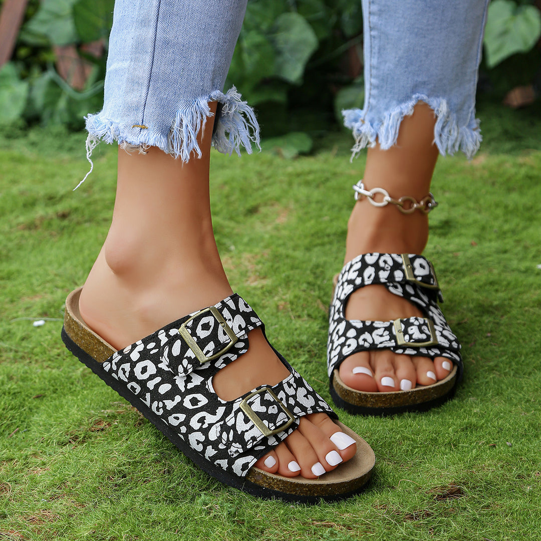 SUNKISSEDSTEP Women’s  Leopard Print Slide Sandals