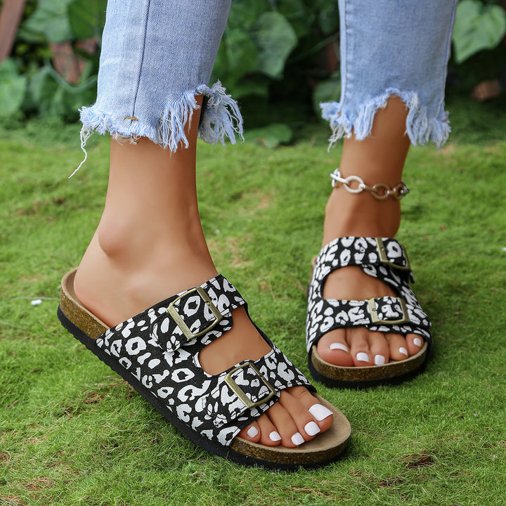 SUNKISSEDSTEP Women’s  Leopard Print Slide Sandals