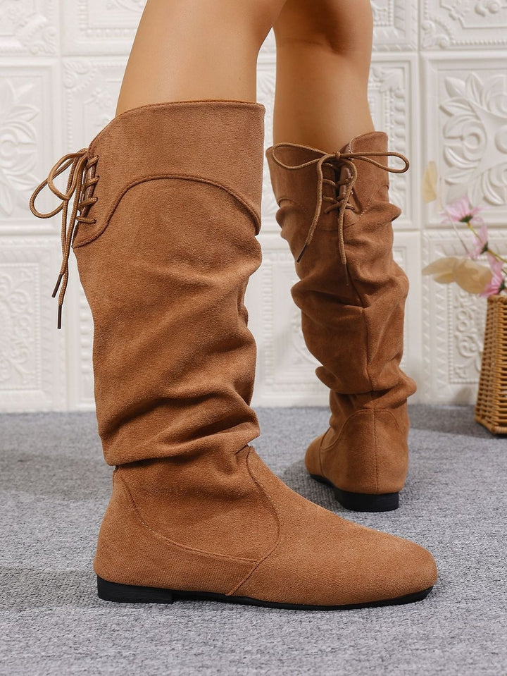 SUNKISSEDSTEP Women’s Pointed-Toe Slouch Flat Boots