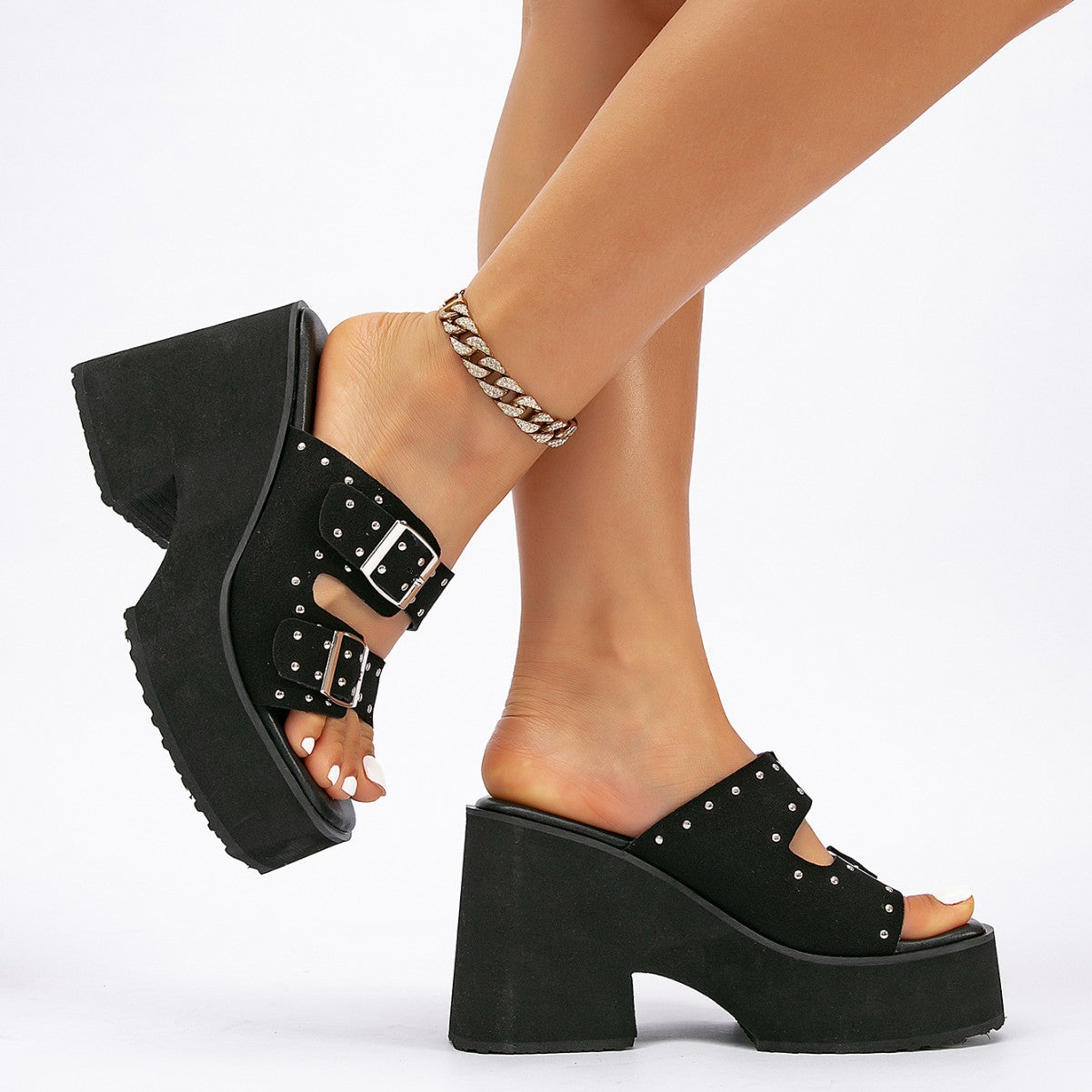 SUNKISSEDSTEP Women’s Savannah Leopard Platform Heeled Slides (US 5.5–9.5)