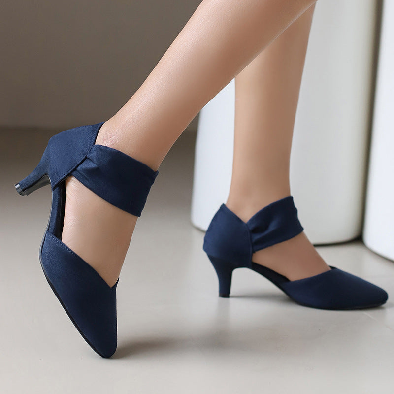 Suede Mid-Heel Hollow Summer Sandals