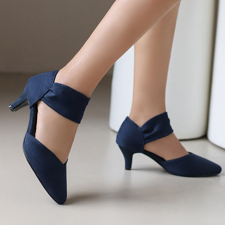 Suede Mid-Heel Hollow Summer Sandals