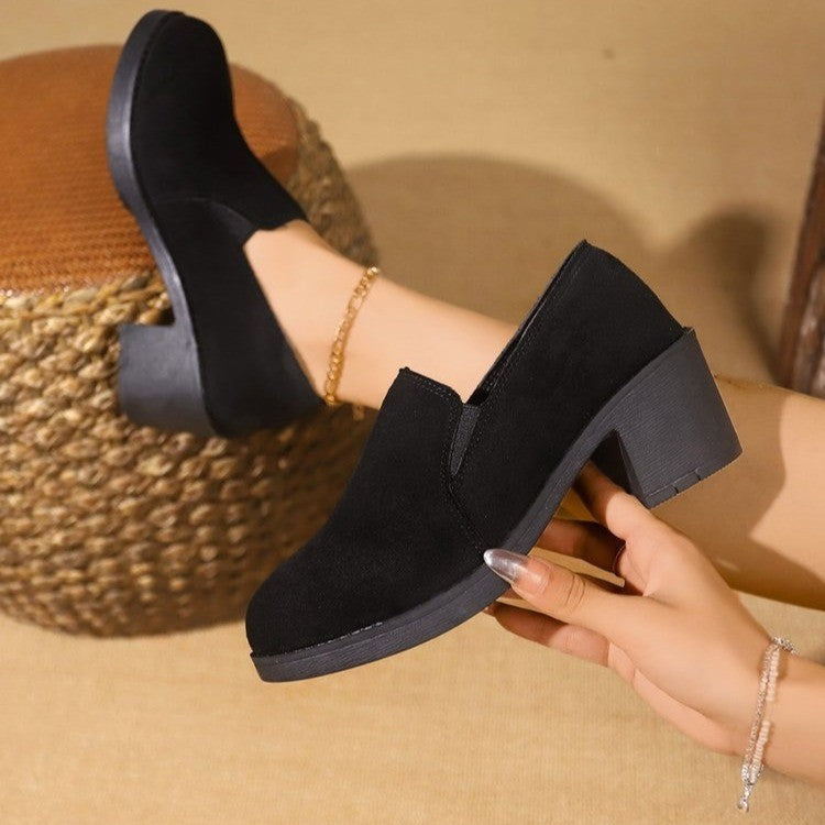 Suede Block Heel Loafers
