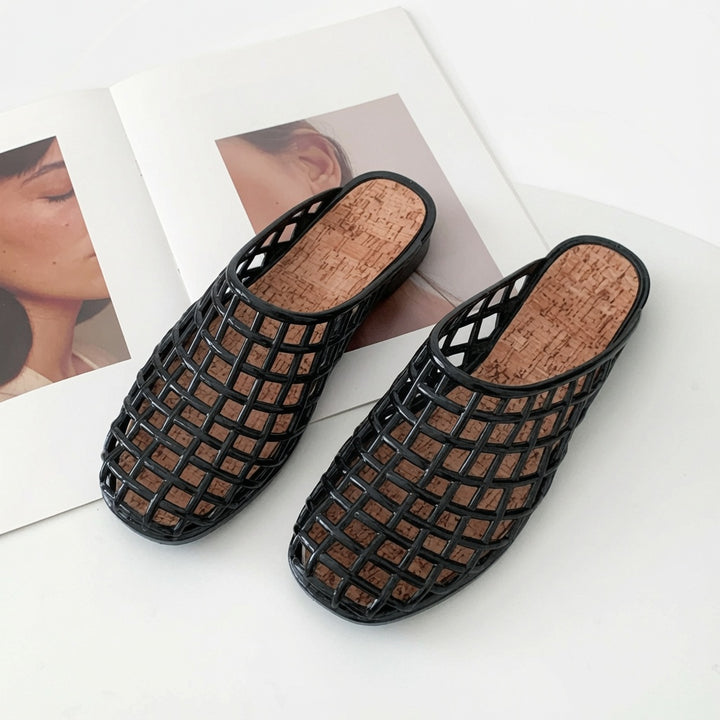 Square Toe Jelly Mule Sandals