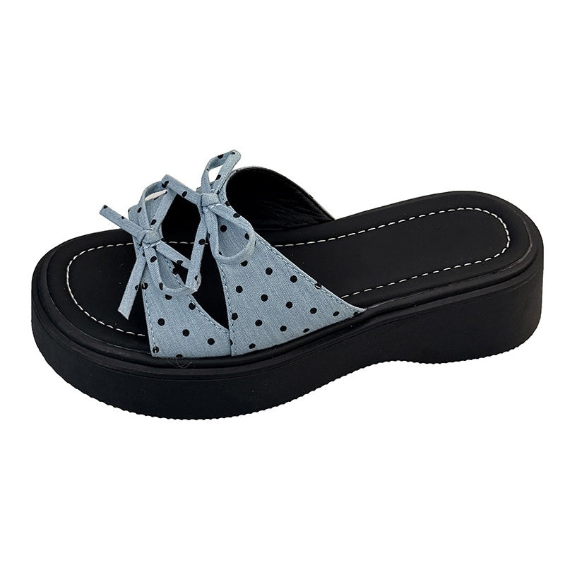 SUNKISSEDSTEP Women’s Bow Platform Slide Sandals