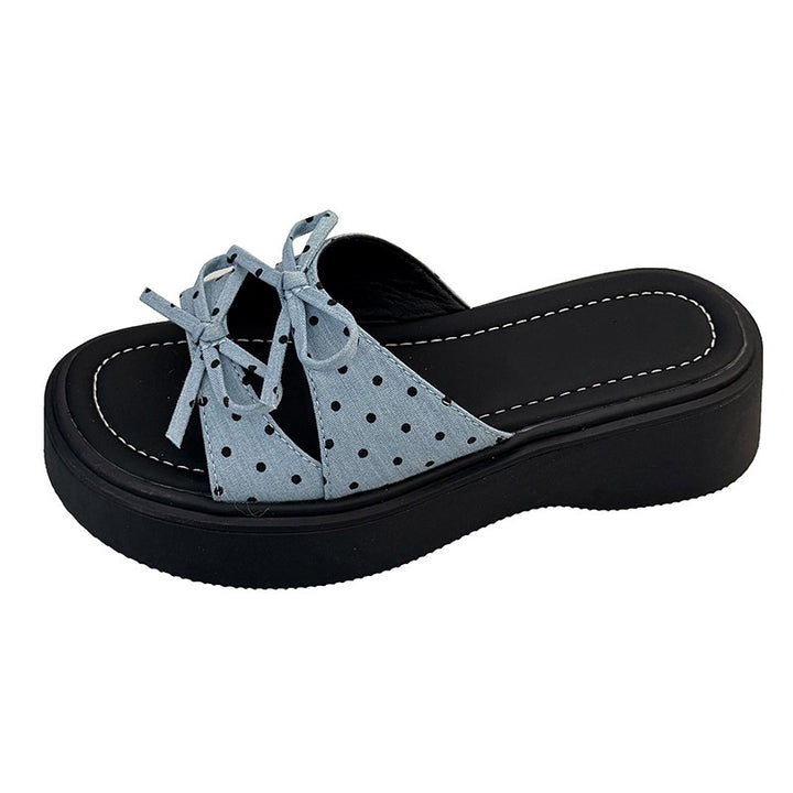 SUNKISSEDSTEP Women’s Bow Platform Slide Sandals
