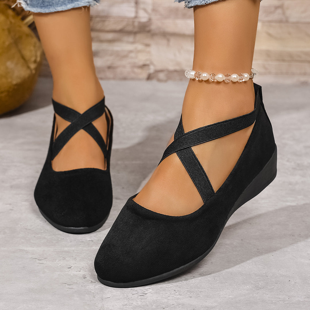 Pointed Toe Suede Wedge Flats