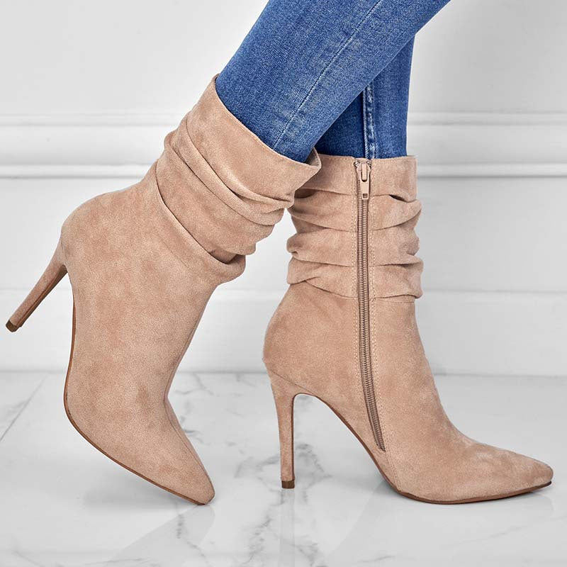 SUNKISSEDSTEP Women’s Refined Slouch Stiletto Ankle Boots