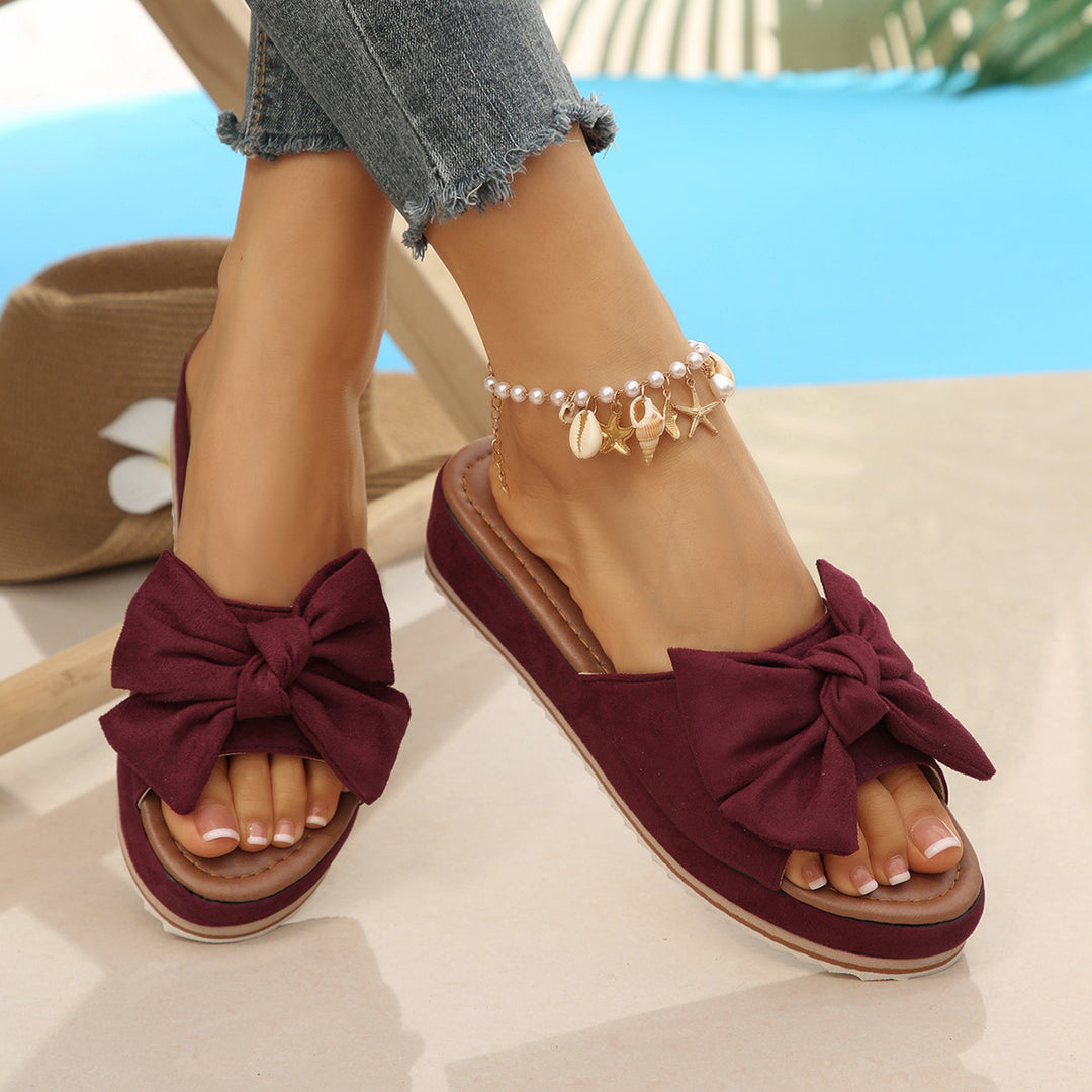SUNKISSEDSTEP Women’s Wedge Bow Slide Sandals (US 5.5–9.5)