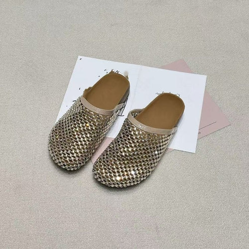 Rhinestone Mesh Platform Slide Sandals