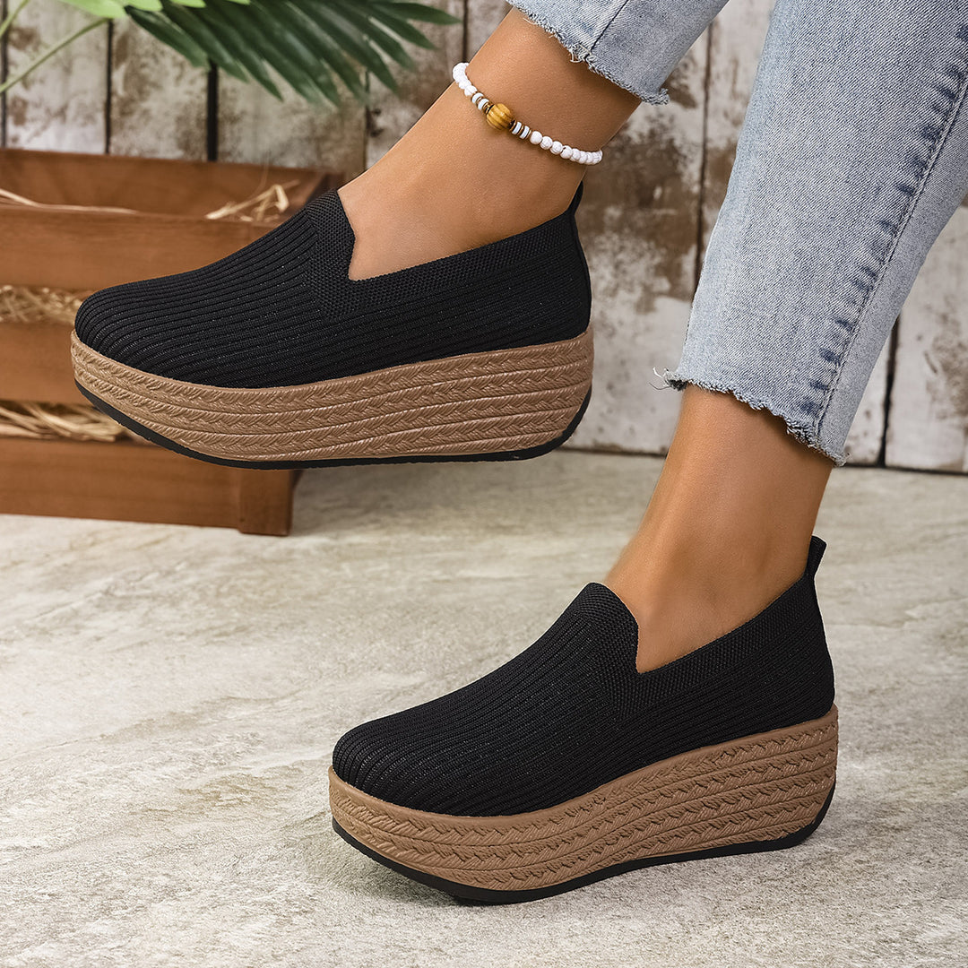 Knit Platform Slip-On Shoes