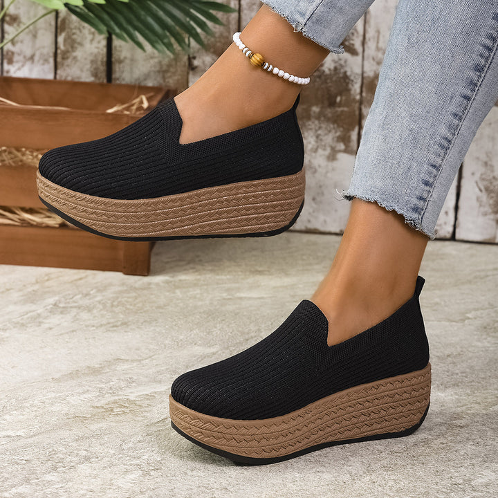 Knit Platform Slip-On Shoes