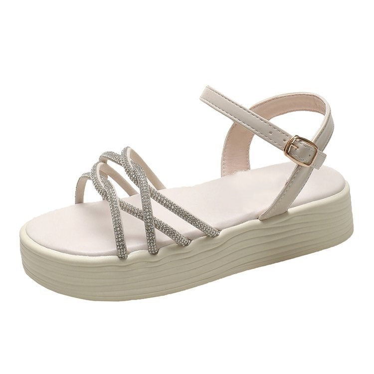 Rhinestone Platform Strap Sandals