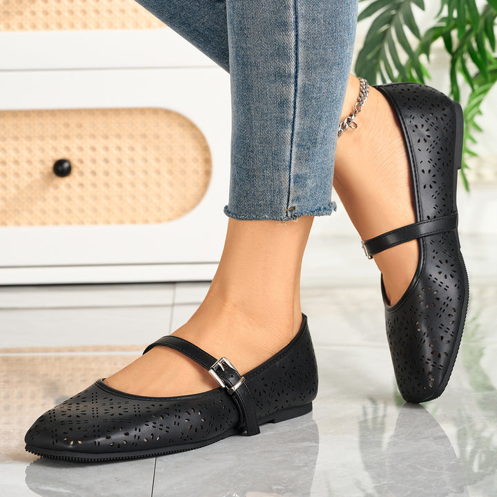 SUNKISSEDSTEP Women’s Airy Cutout Mary Jane Ballet Flats