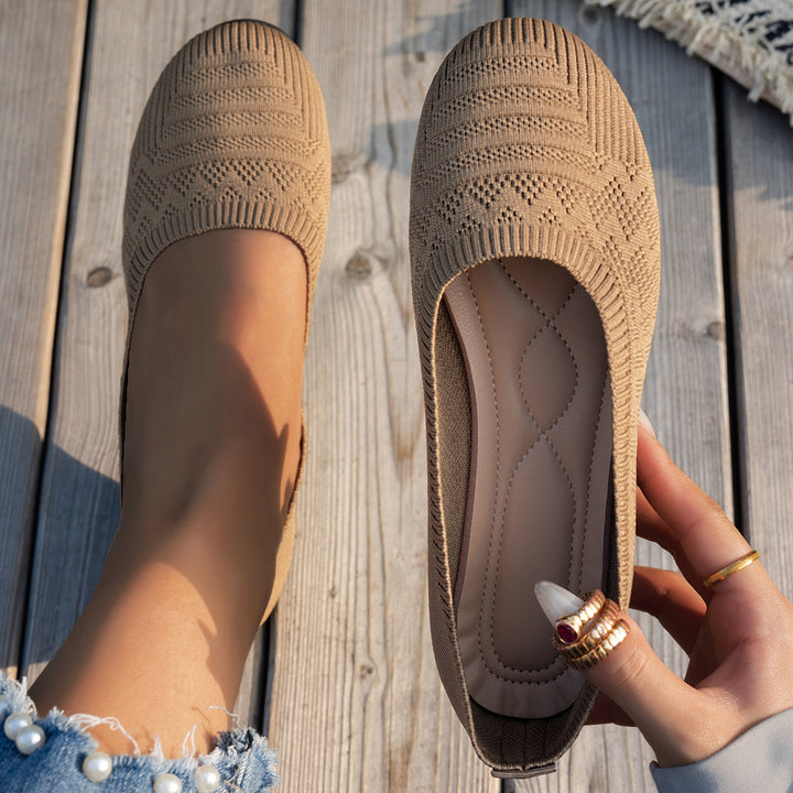 Breathable Knit Slip-On Flats