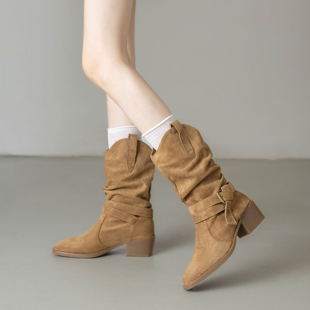 Suede Western Ankle Boots