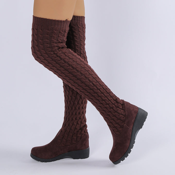 SUNKISSEDSTEP Women’s CableKnit Stretch Tall Boots