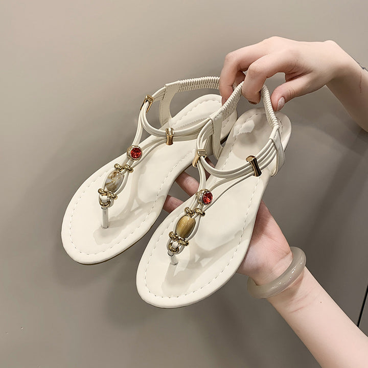 Crystal Charm Thong Sandals