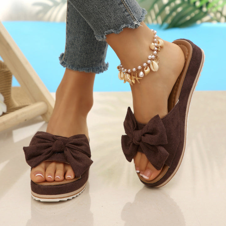 SUNKISSEDSTEP Women’s Wedge Bow Slide Sandals (US 5.5–9.5)