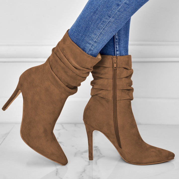 SUNKISSEDSTEP Women’s Refined Slouch Stiletto Ankle Boots