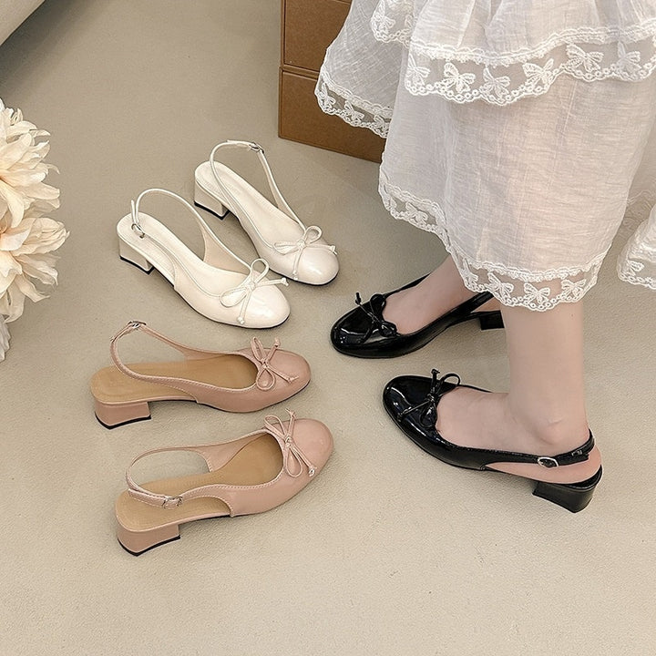 Sweet Bow Chunky Heel Sandals
