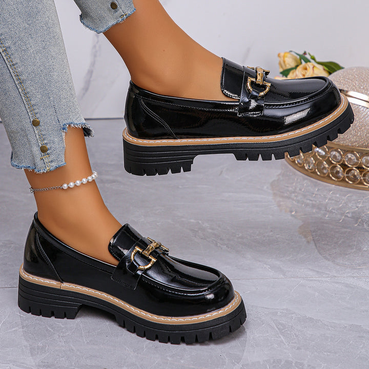 SUNKISSEDSTEP Women’s Patent Leather Platform Loafers