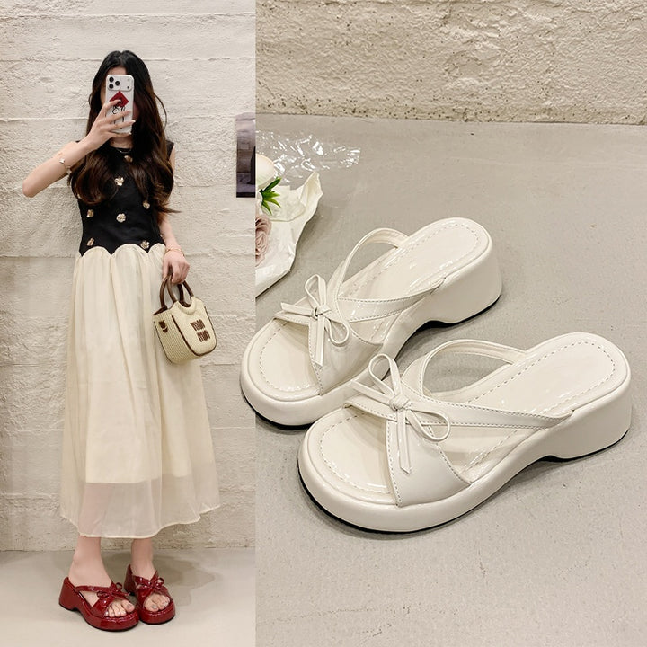 Bow Platform Slide Sandals