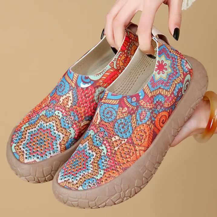 Floral Knit Slip-On Shoes