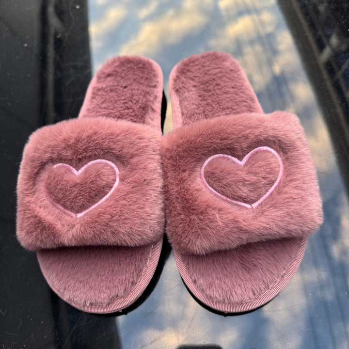 SUNKISSEDSTEP Women’s Heart Plush Cozy Home Slippers
