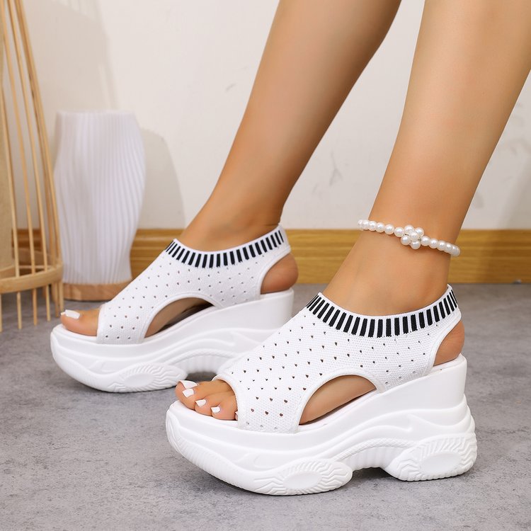 Breathable Knit Platform Sandals