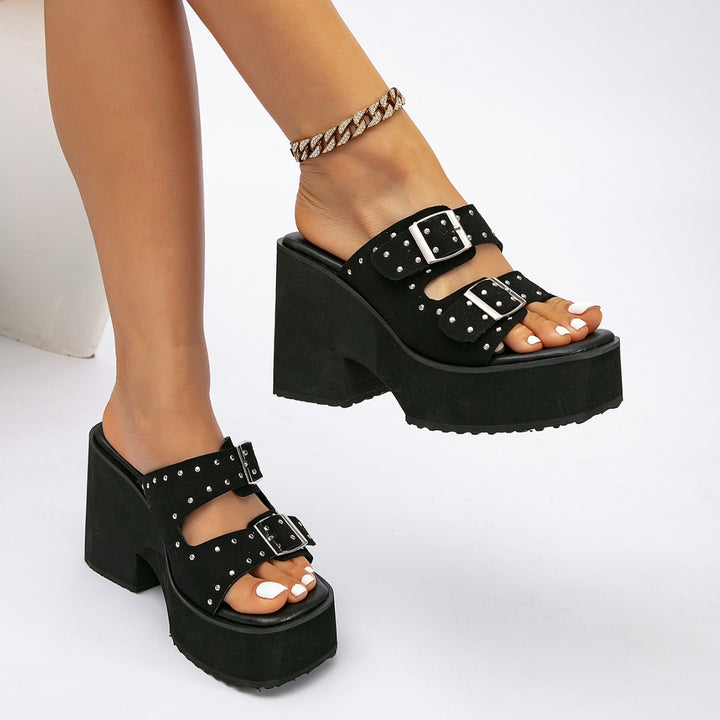 SUNKISSEDSTEP Women’s Savannah Leopard Platform Heeled Slides (US 5.5–9.5)