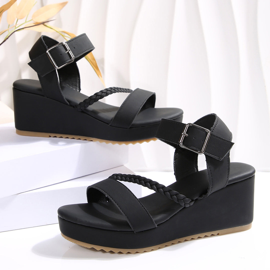 Braided Platform Wedge Sandals