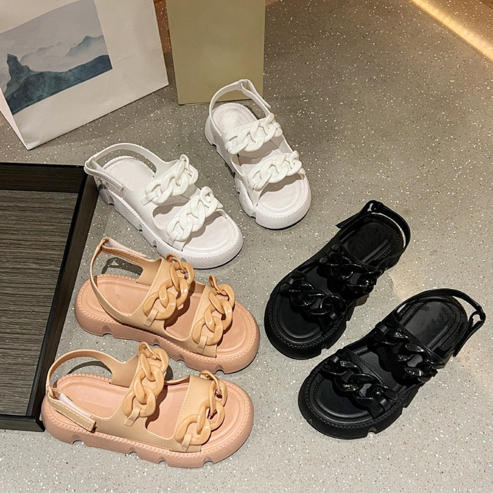 Chain Strap Flat Sandals