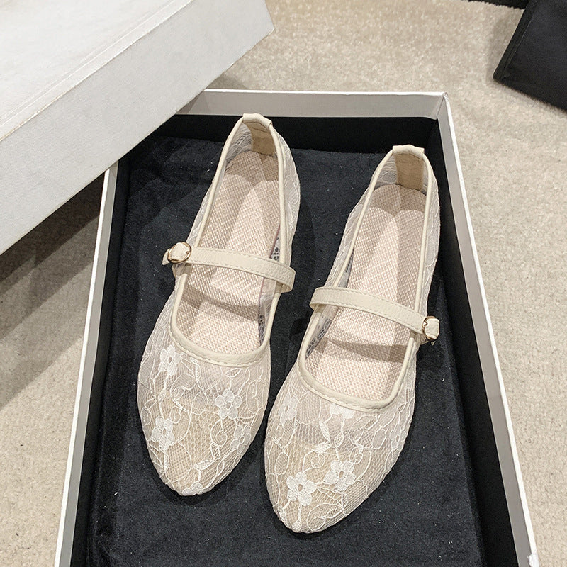 Embroidered Mary Jane Flats