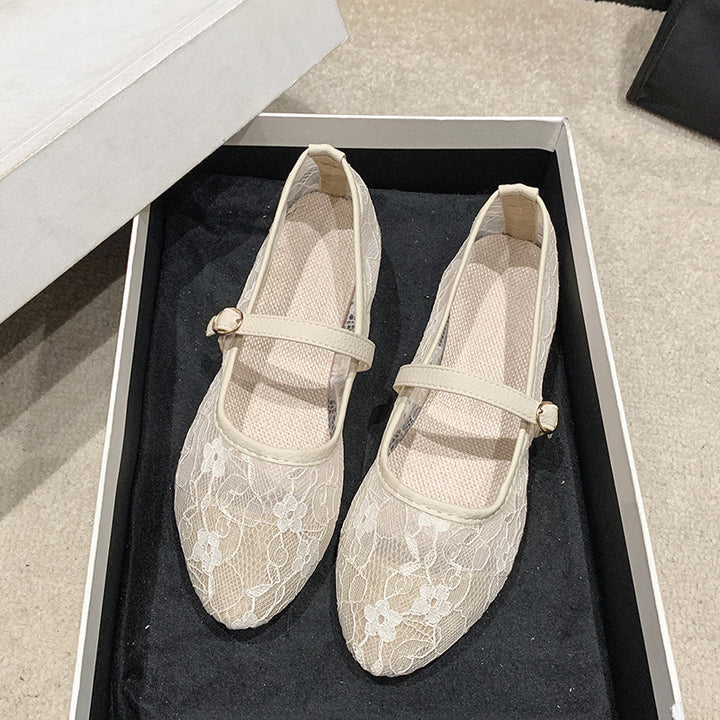 Embroidered Mary Jane Flats