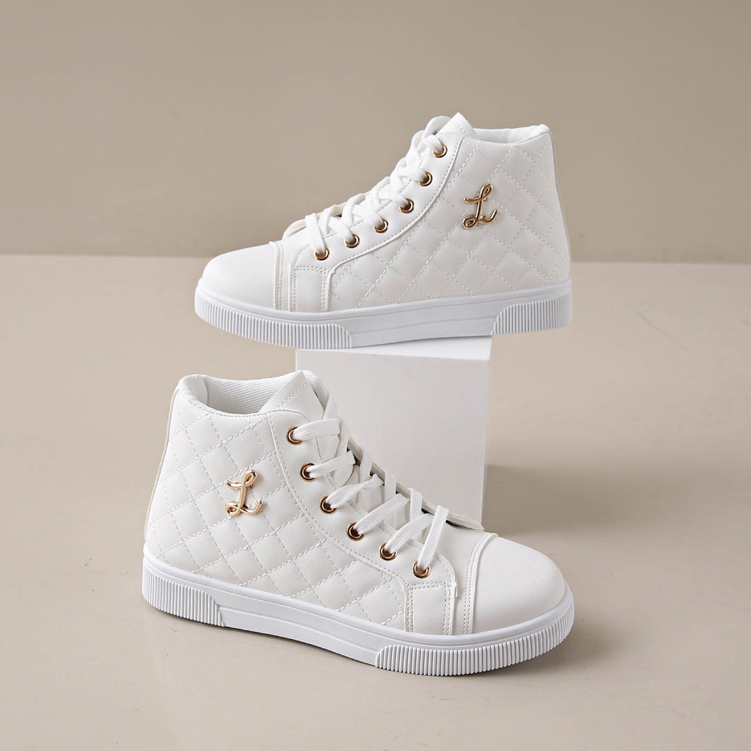 SUNKISSEDSTEP Women’s Quilted High-Top Lace-Up Sneakers