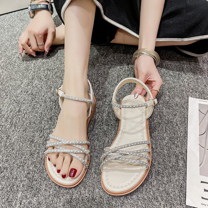 Rhinestone Platform Strap Sandals