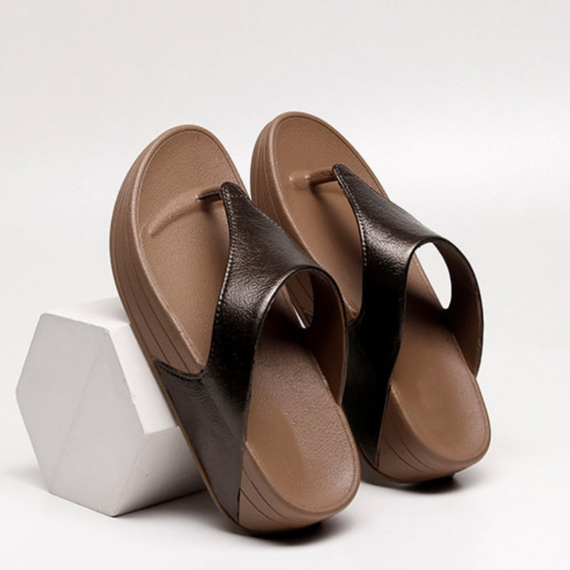 Candy Color Chunky Heel Flip-Flop Sandals