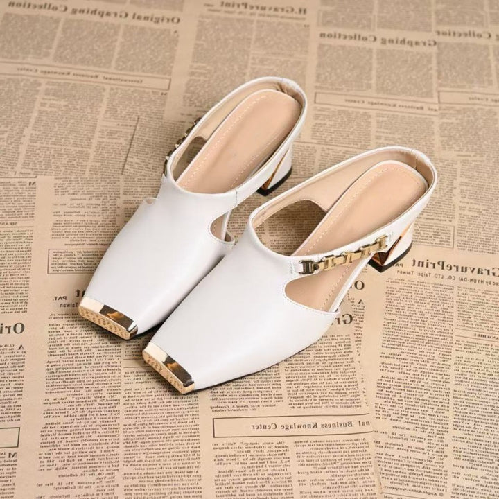 French Square Toe Slingback Heels
