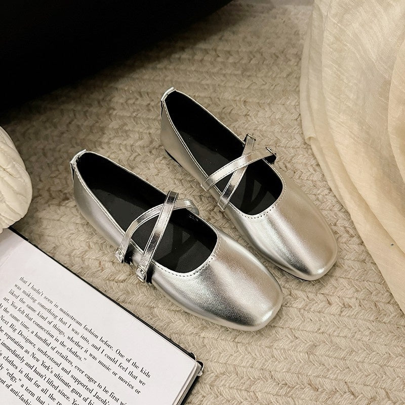 Square Toe Mary Jane Flats