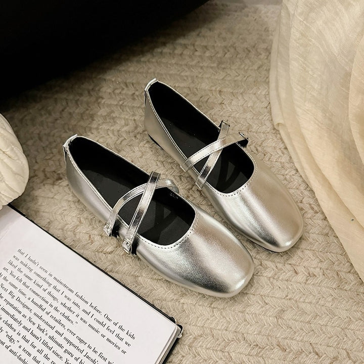 Square Toe Mary Jane Flats